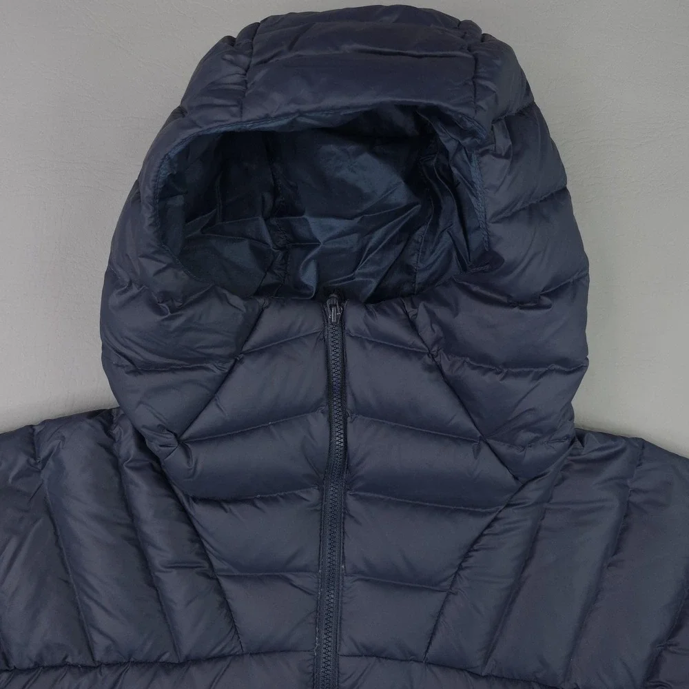 The North Face Jacket Mens Small Blue Hooded Down Puffer Zip Pockets NF0A2TVW